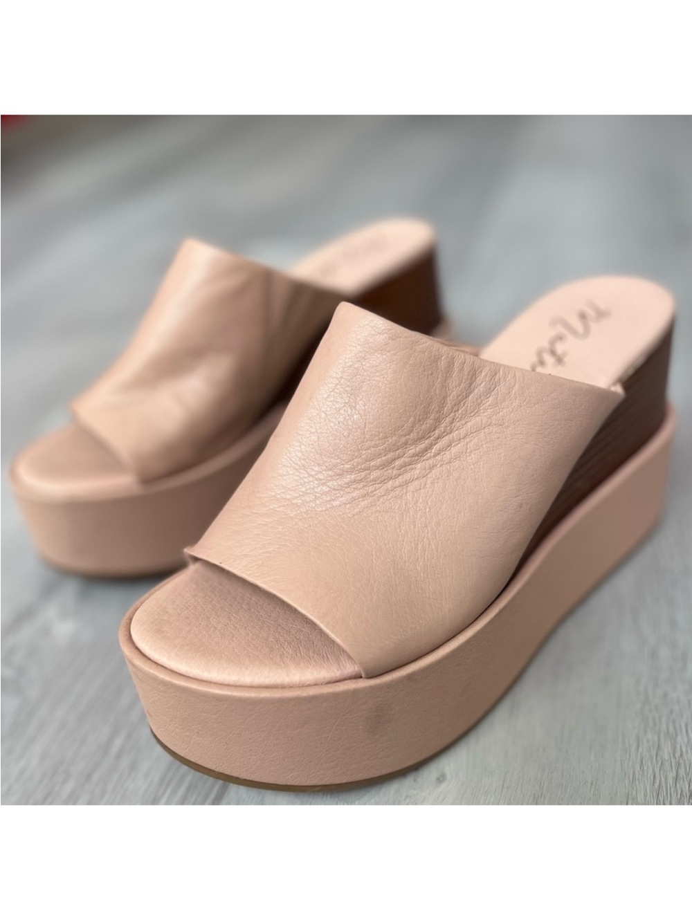 MATISSE GEORGIA PINK LEATHER  PLATFORM MULE SLIP ON CHUNKY HEEL WOMENS 9